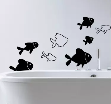Fisk på væggen fisk vægoverføringsbillede - TenStickers