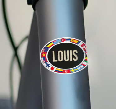 Flag og personlig tekst klistermærke til cykel - TenStickers