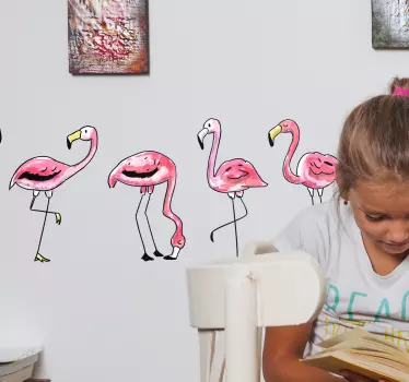 Flamingo wall border sticker - TenStickers