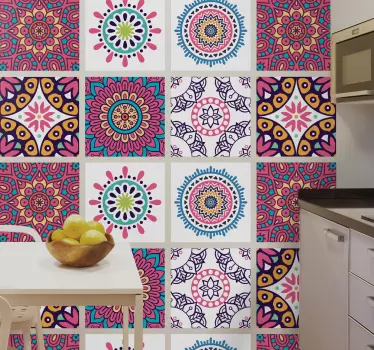 Flerfarvede mandala fliser overførsel - TenStickers