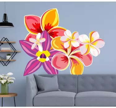 Flerfarvet blomster vægindretning - TenStickers