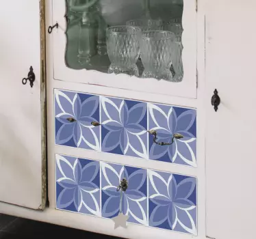 Flise blå mønstre møbeldekor - TenStickers