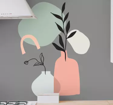 Flise klistermærke abstrakte blomster vaser - TenStickers