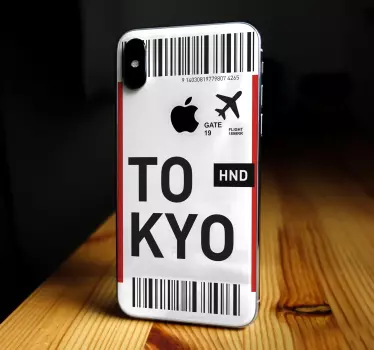Flybillet til tokyo iphone -mærkat - TenStickers