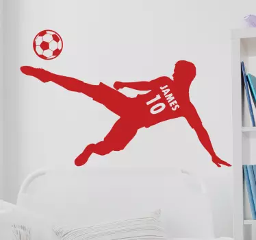Fodboldspiller med navn og numbe fodboldvægklistermærke - TenStickers