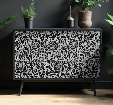 Folie til møbler i sort og hvid graffiti - TenStickers