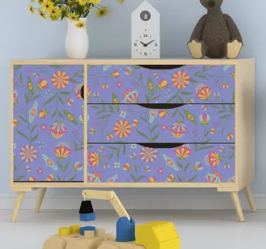 Folie til møbler med blomster mønster skuffe - TenStickers