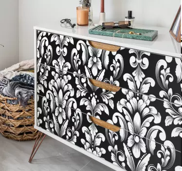 Folie til møbler med blomster sort mønster - TenStickers