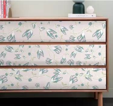 Folie til møbler med blomsterprint skuffe - TenStickers