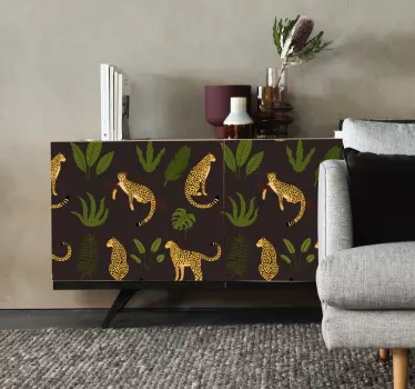 Folie til møbler med leopardblad motiv - TenStickers