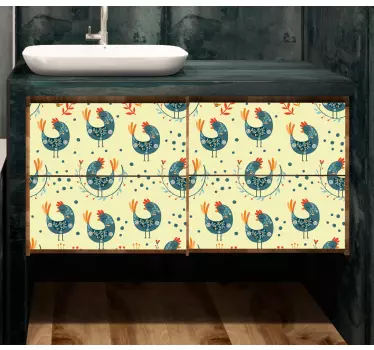 Folie til møbler med livlig høneemblem - TenStickers