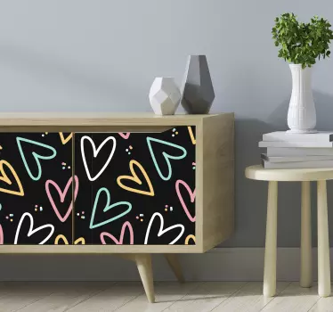 Folie til møbler med livlige hjerte-motiver - TenStickers