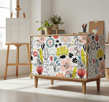 Folie til møbler med moderne skandinavisk blomstermønster - TenStickers