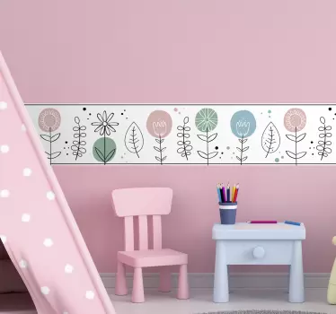 Forår blomst til børn kant klistermærke - TenStickers