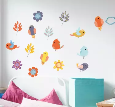 Forår fugle sæt fugl mærkat - TenStickers
