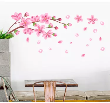 Foråret træ blomster flyvende blomst væg indretning - TenStickers