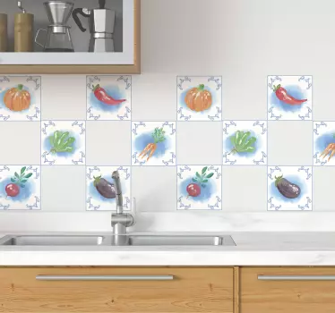 Friske grøntsager fliser overførsel - TenStickers