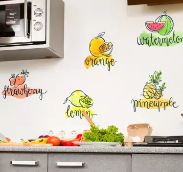 Frugt navngivning hjemme væg klistermærke - TenStickers