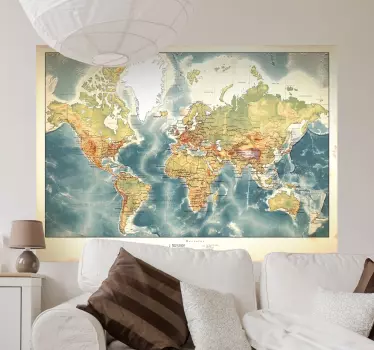 Gammel stil verdenskort wallsticker - TenStickers