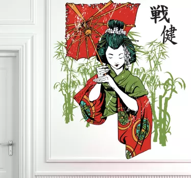 Geisha tegning vægklistermærke - TenStickers