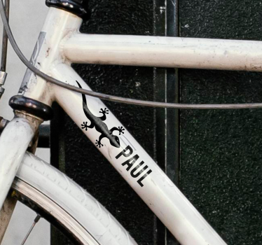 Gekko med navn klistermærke til cykel - TenStickers