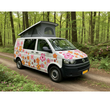 Glade blomster farverige klistermærke til campingvogn - TenStickers