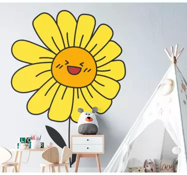 Glade tegneserie solsikke glasdør klistermærke - TenStickers