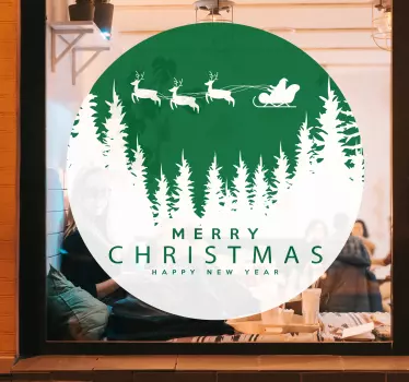 Glædelig jul med julemønstre baggrundsvindue - TenStickers
