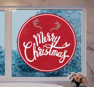 Glædelig jul med rensdyr bidder vindue klistermærker - TenStickers