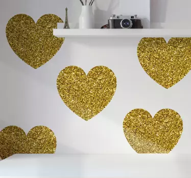 Glitrende guld hjerter tapet klistermærke - TenStickers