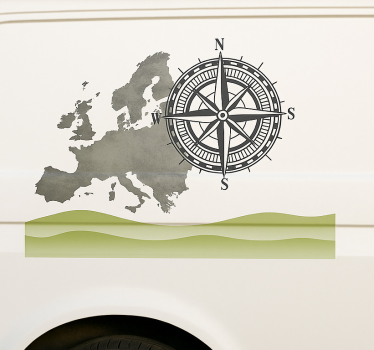 Globalt landskab og kompas klistermærke til campingvogn - TenStickers