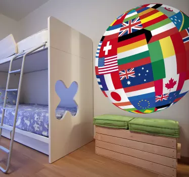 Globus med flag klistermærke - TenStickers