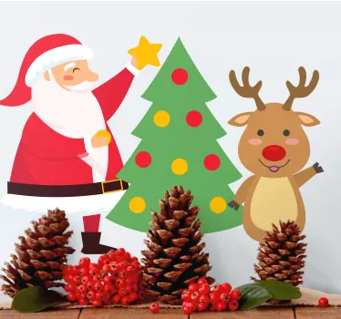 God julemand og rensdyr jul klistermærke - TenStickers