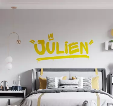 Graffiti med navn og krone teenager wallsticker - TenStickers