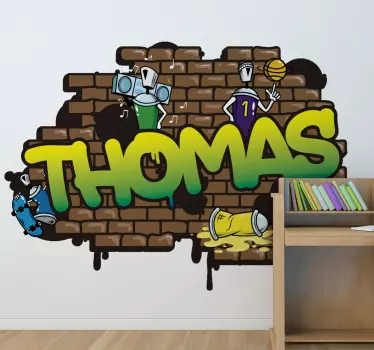 Graffiti navn mursten baggrund urban dekal - TenStickers