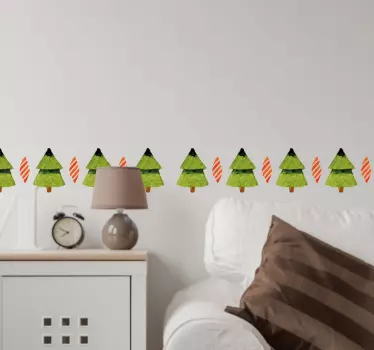 Grantræ jule kantbånd sticker - TenStickers