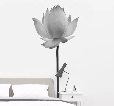 Gråskala lotus blomst væg indretning - TenStickers