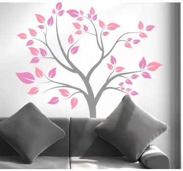 Gråt træ med lyserøde blade blomstervægindretning - TenStickers