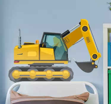 Realistisk tegneserie gravemaskine wallsticker - TenStickers