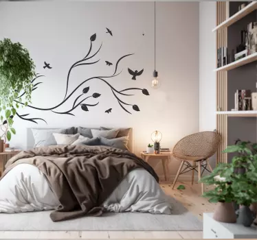 Gren med fugle Træ wallsticker - TenStickers
