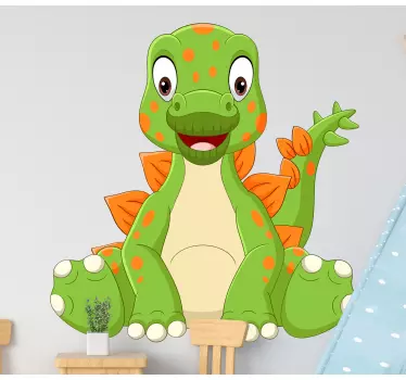 Grøn siddende dinosaur design væg klistermærke - TenStickers