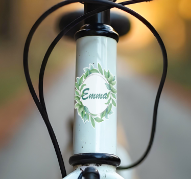 Grønne blade med navn klistermærke til cykel - TenStickers