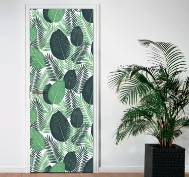 Wallsticker til stuen med grønne eksotiske blade - TenStickers