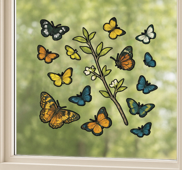 Grønne sommerfugle mønster vindues klistermærke - TenStickers