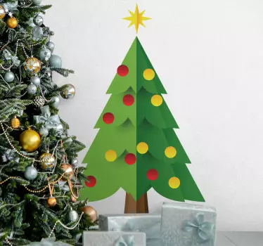 Grønt juletræ gør det selv jul wallsticker - TenStickers