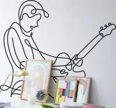 Elegant minimalistisk guitarist wallsticker - TenStickers