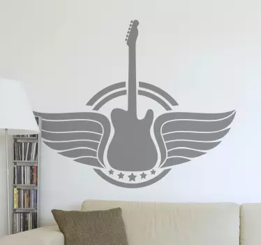 Guitar med vinger logo klistermærke - TenStickers