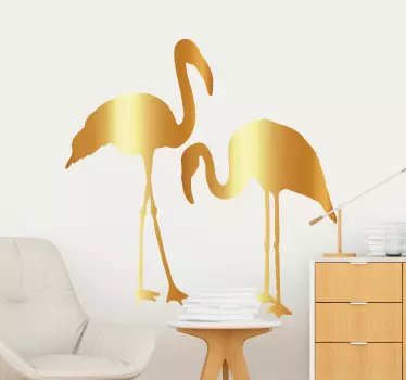 Guld flamingo vægklistermærke - TenStickers