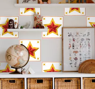 Guld julestjerneflise julemærkat - TenStickers
