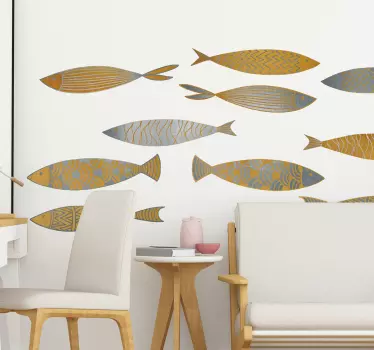 Guld og sølv fisk mærkat - TenStickers
